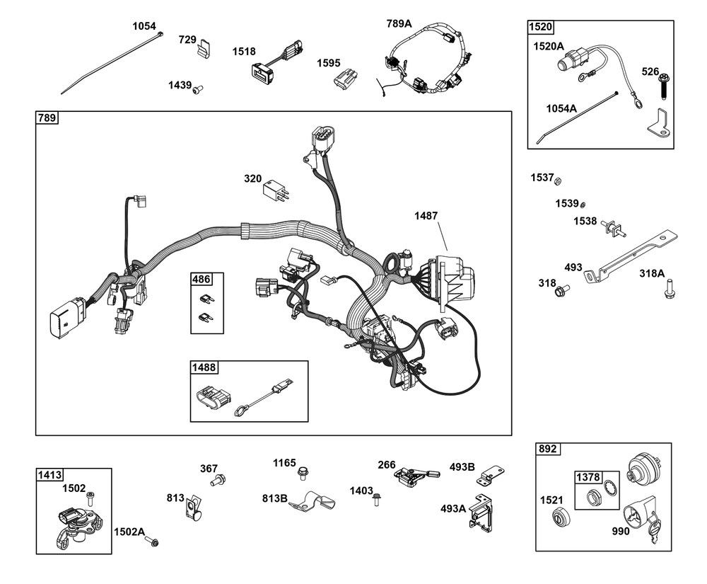 Controls Group Diagram and Parts List for 61A277-0107-J1  Briggs and Stratton Engine